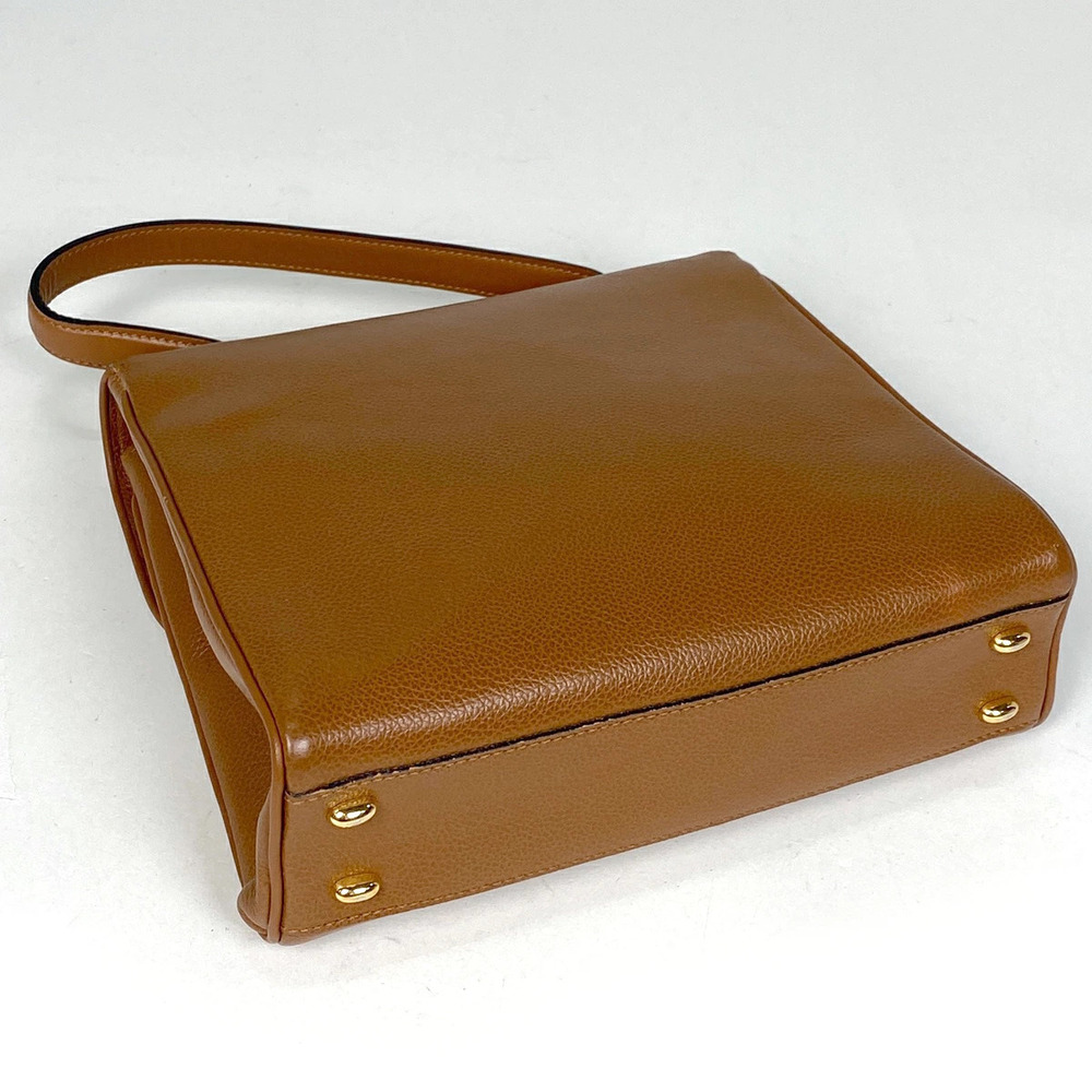 Celine Brown Bag Logo Leather Circle Handbag Shoulder